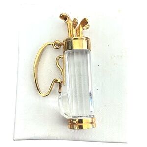 Sold❌Vtg Swarovski Crystal & Gold Tone Golf Bag Clubs 2” Gift
